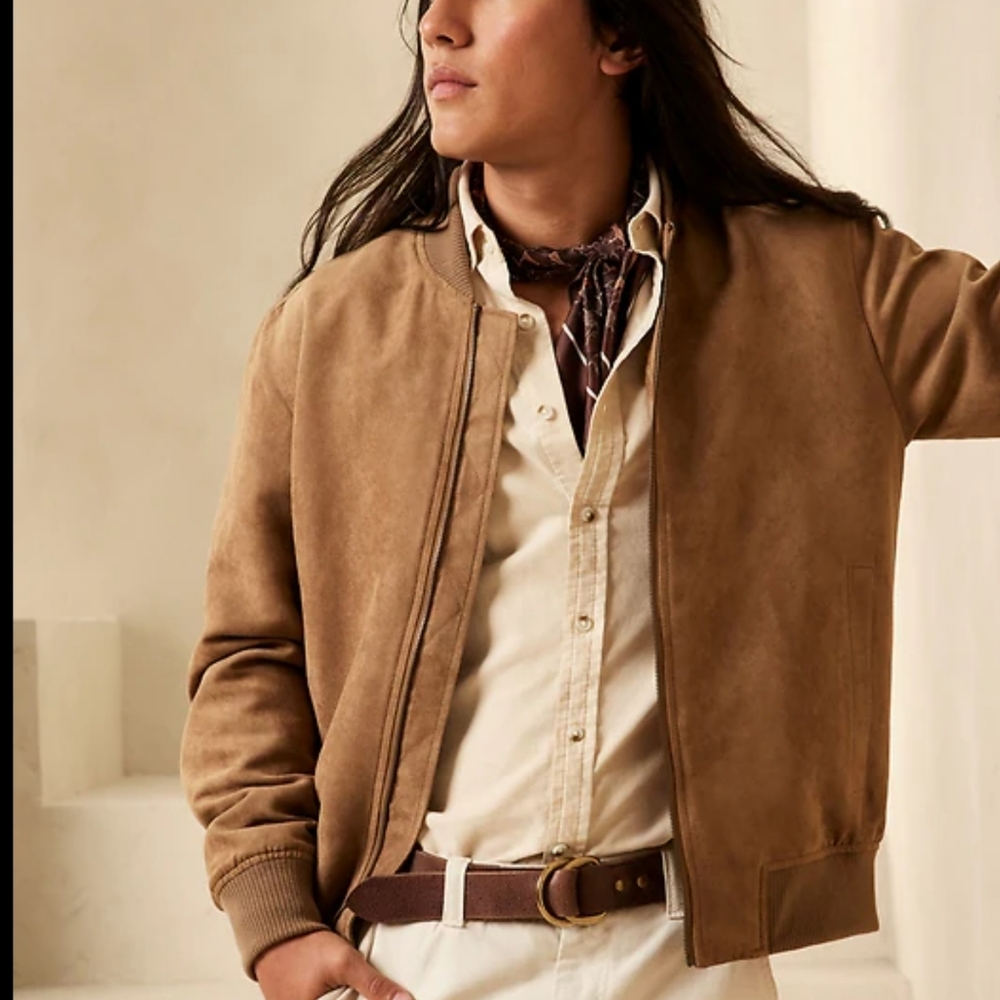 Banana Republic Men's Brown Suede Bomber Jacket